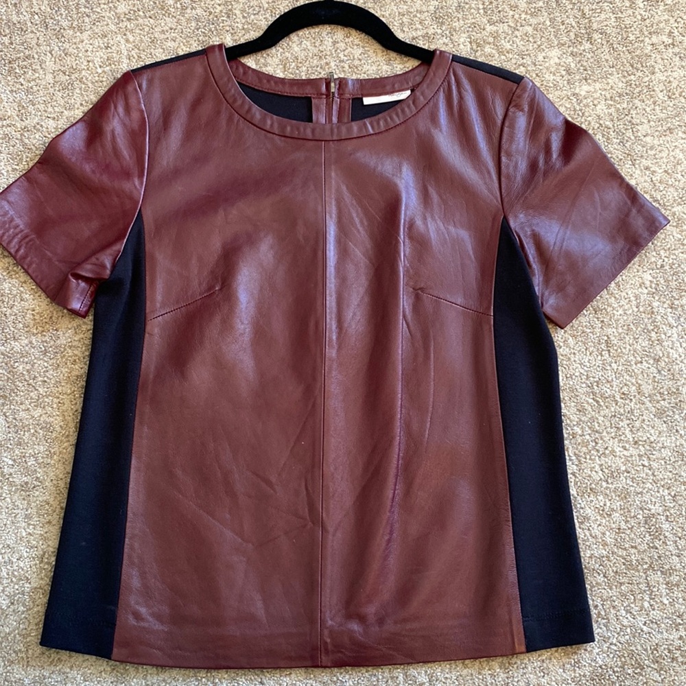Halogen brand genuine wine colored leather-size XS back zip